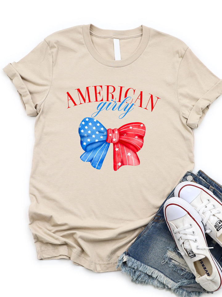 American Girly Patriotic Bow Graphic Tee