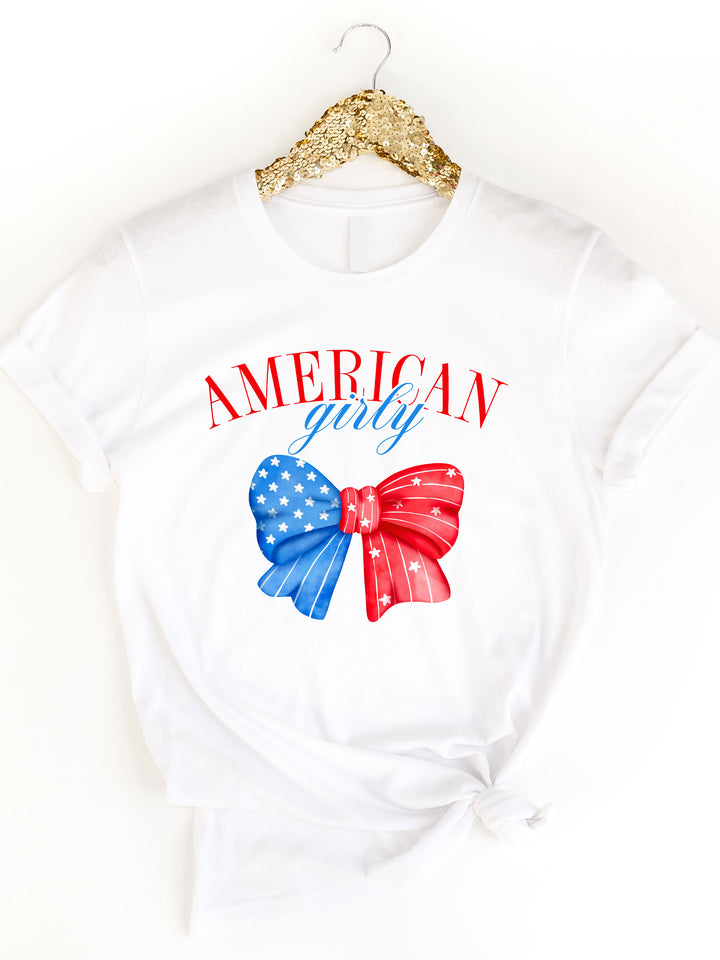 American Girly Patriotic Bow Graphic Tee