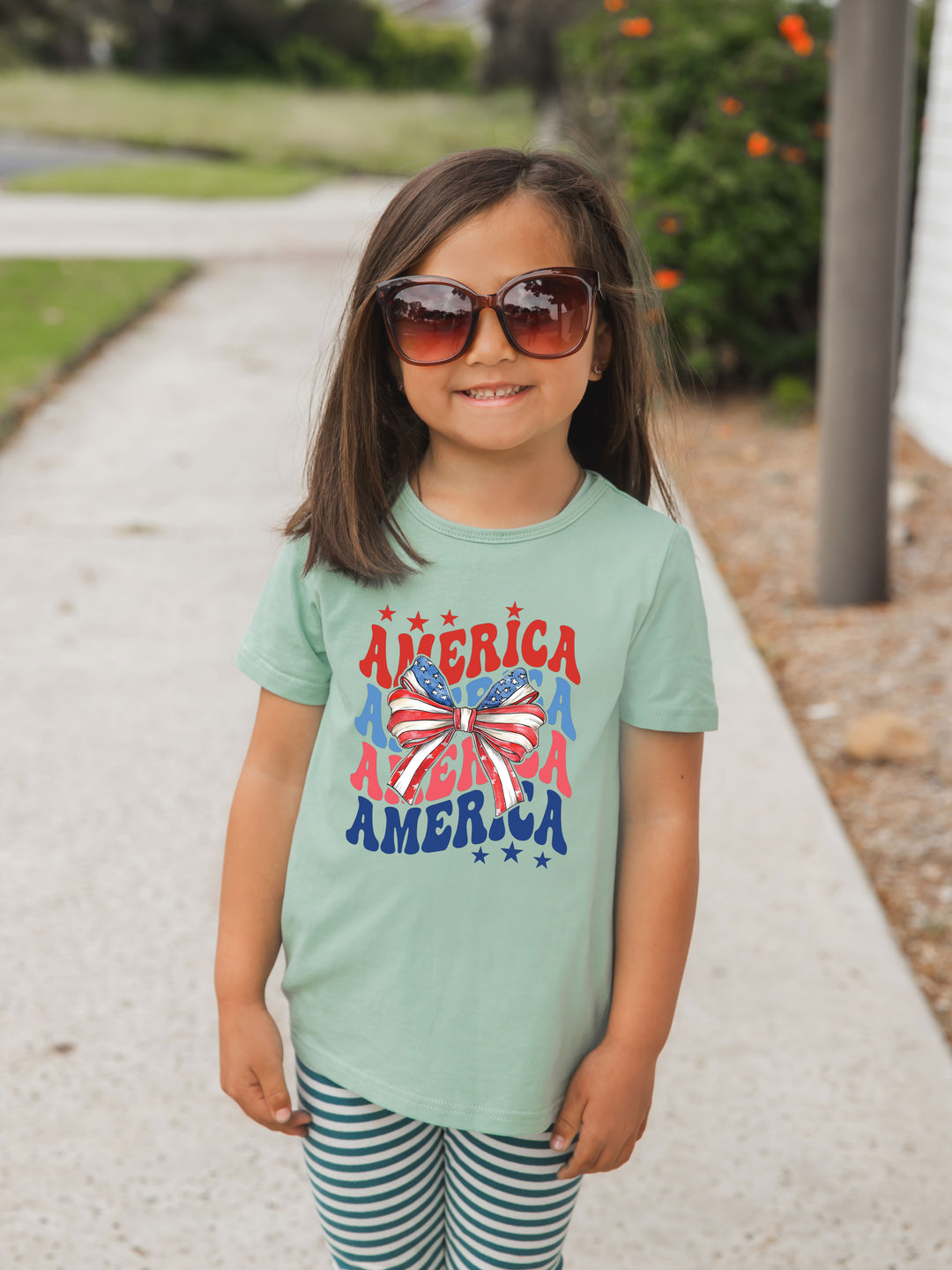 Star Stripe Bow AMERICA Kids Graphic Tee
