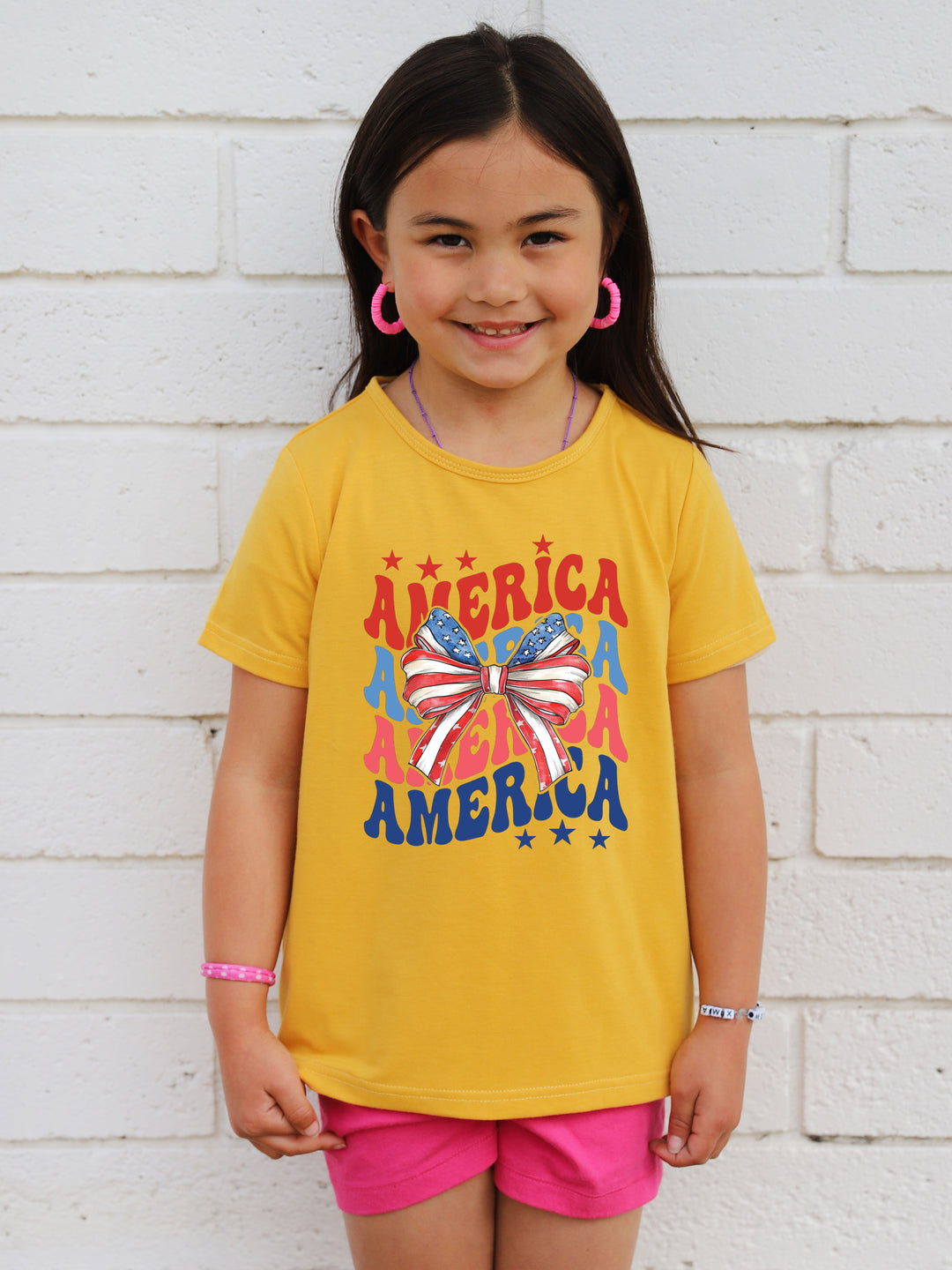 Star Stripe Bow AMERICA Kids Graphic Tee