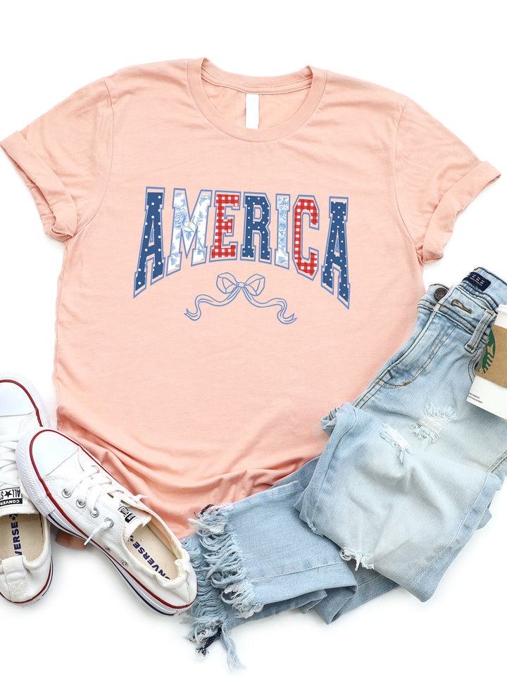Patterned America Coquette Bow Graphic Tee