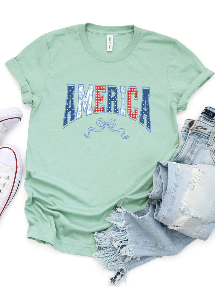 Patterned America Coquette Bow Graphic Tee