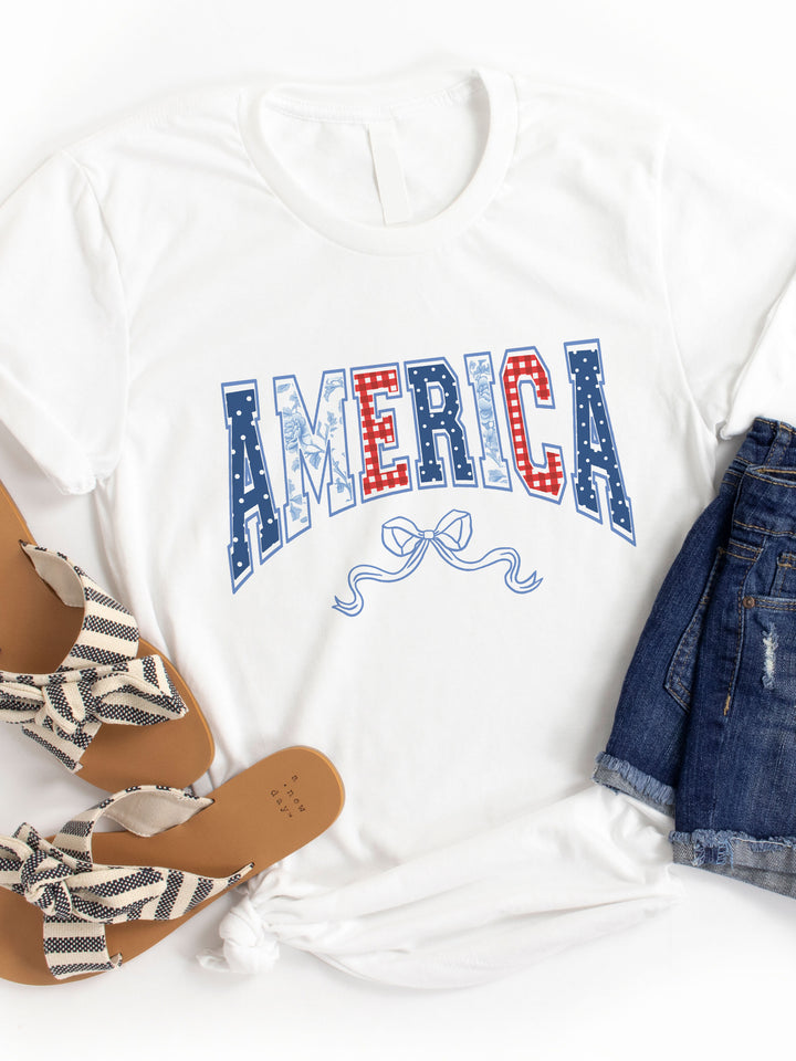 Patterned America Coquette Bow Graphic Tee