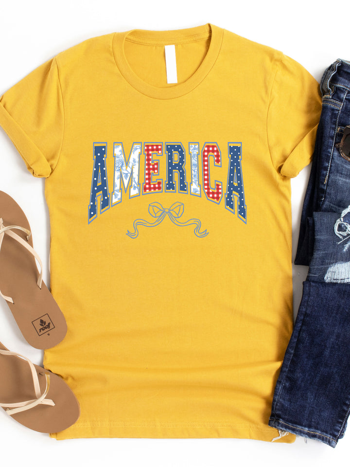 Patterned America Coquette Bow Graphic Tee