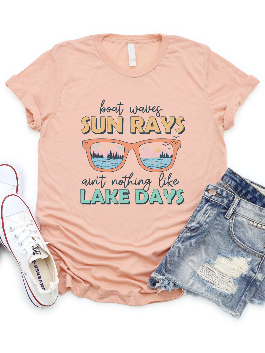 Boat Waves Sun Rays Lake Days Graphic Tee