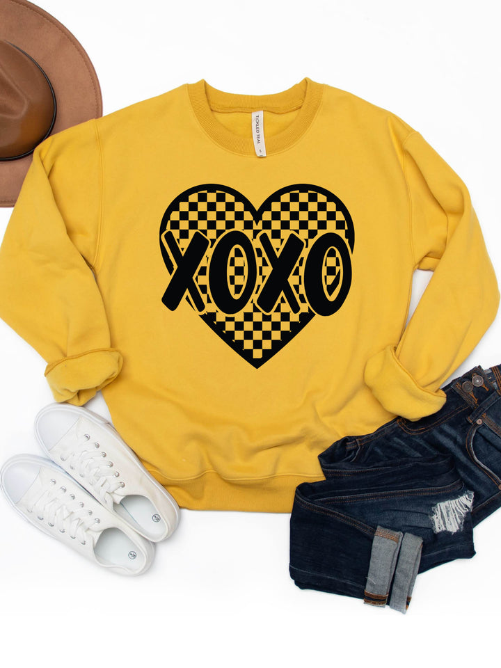 Checkered Heart XOXO Graphic Sweatshirt