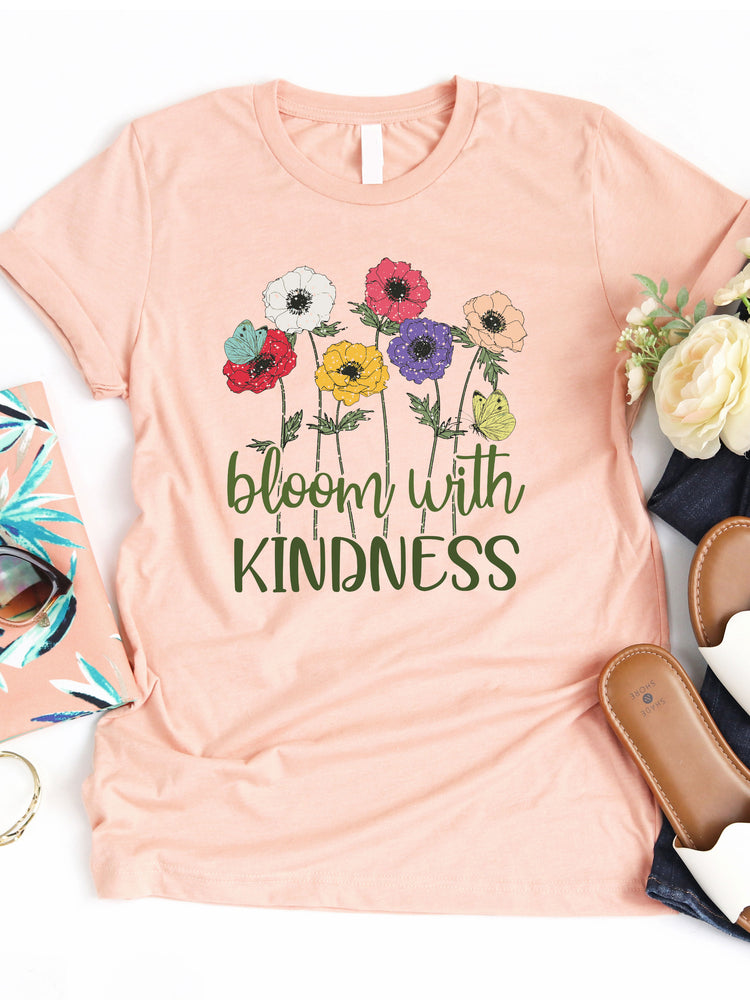 Bloom with Kindness Floral Graphic Tee