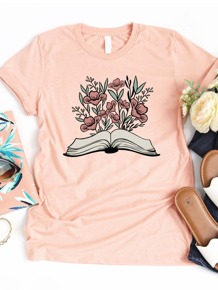 Open Book Blooms Graphic Tee