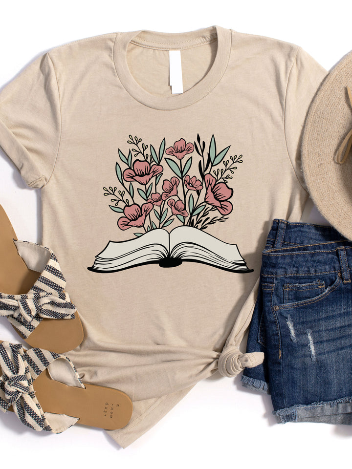 Open Book Blooms Graphic Tee