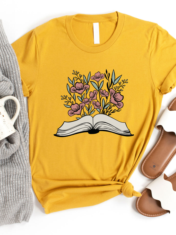 Open Book Blooms Graphic Tee