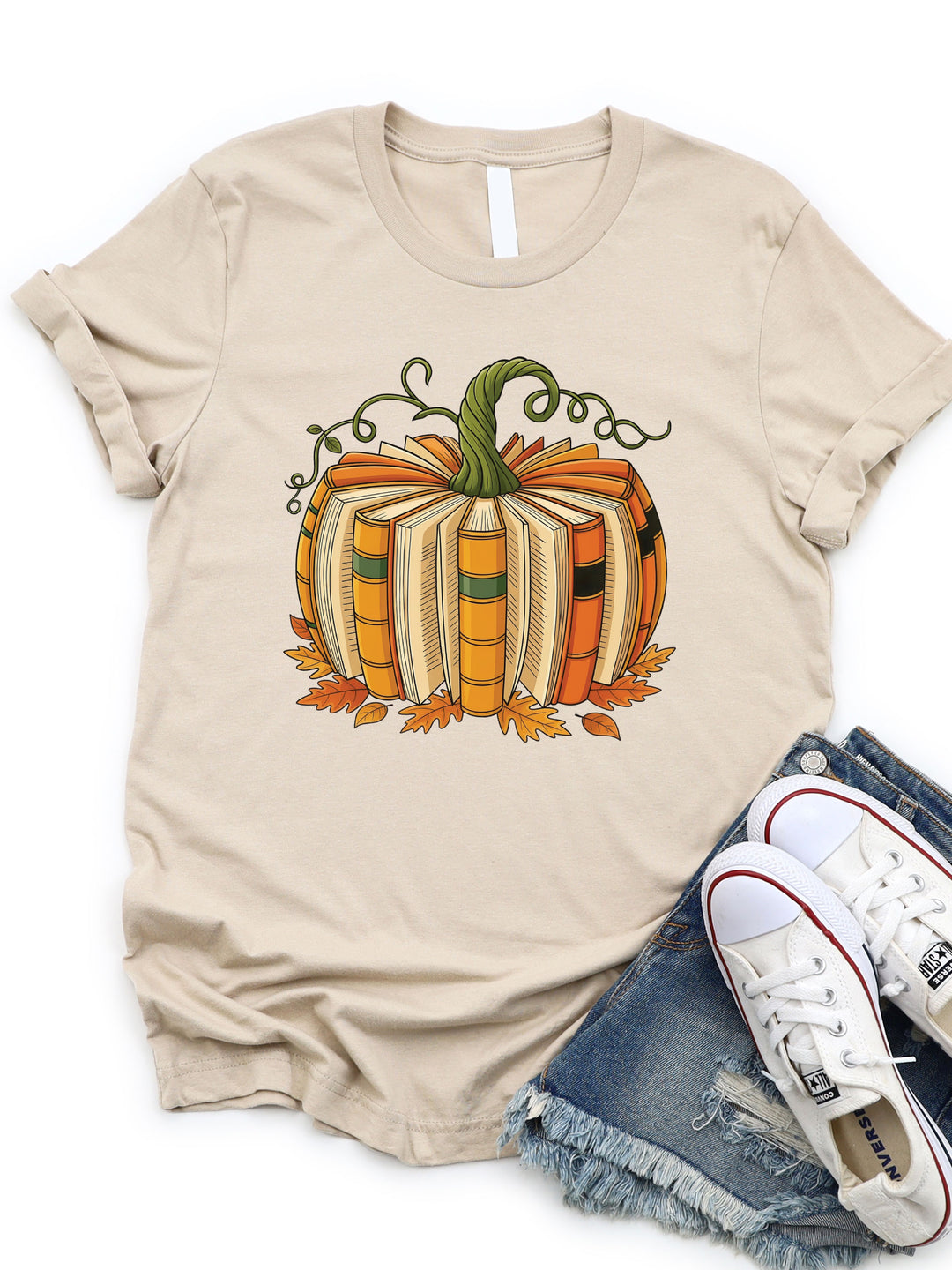 Fall Book Page Pumpkin Graphic Tee