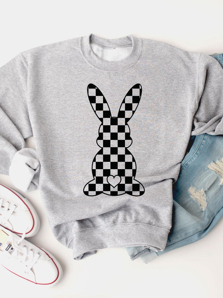 Checkered Bunny Graphic Sweatshirt