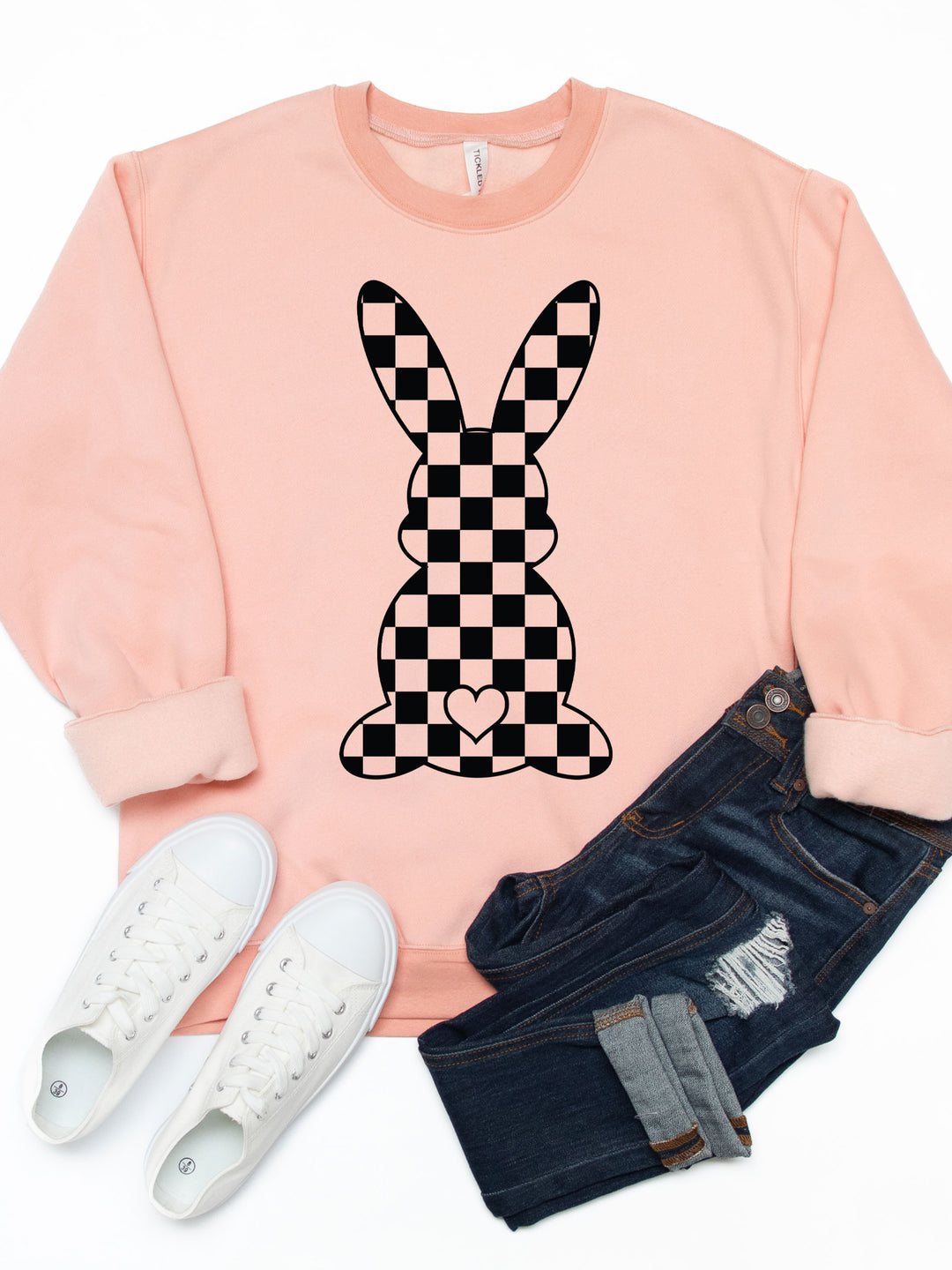 Checkered Bunny Graphic Sweatshirt