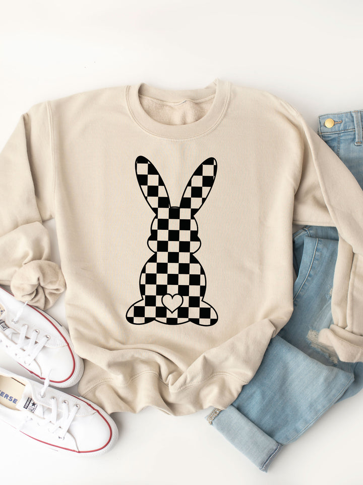 Checkered Bunny Graphic Sweatshirt