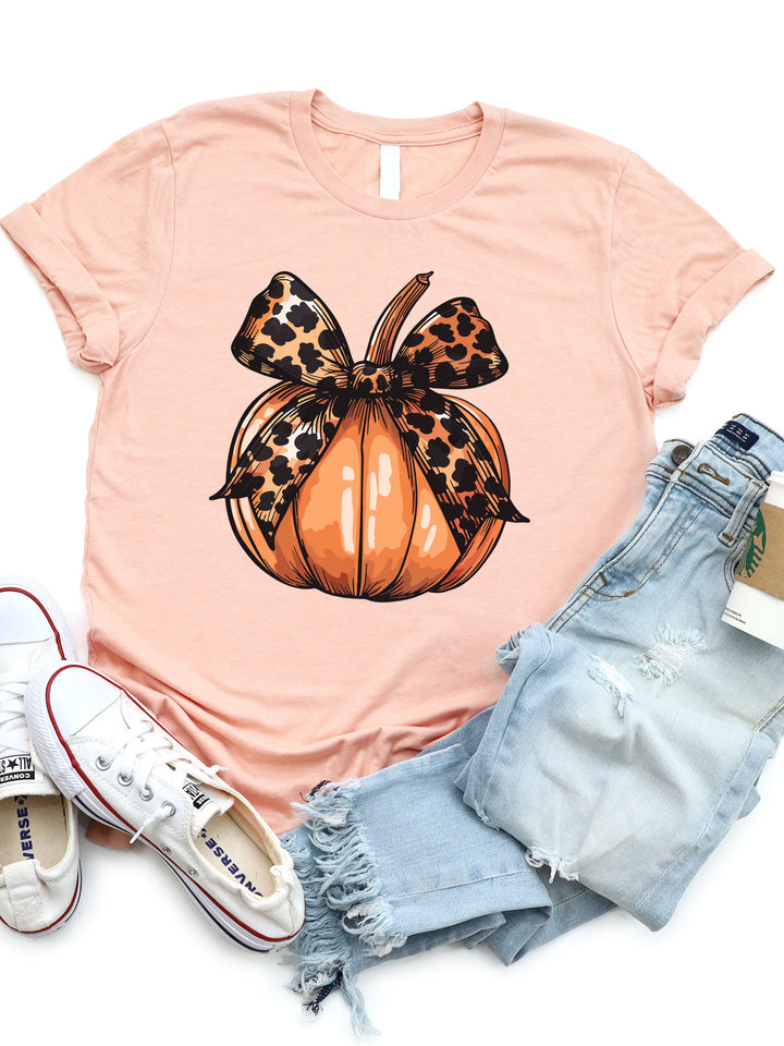 Cheetah Bow Pumpkin Graphic Tee