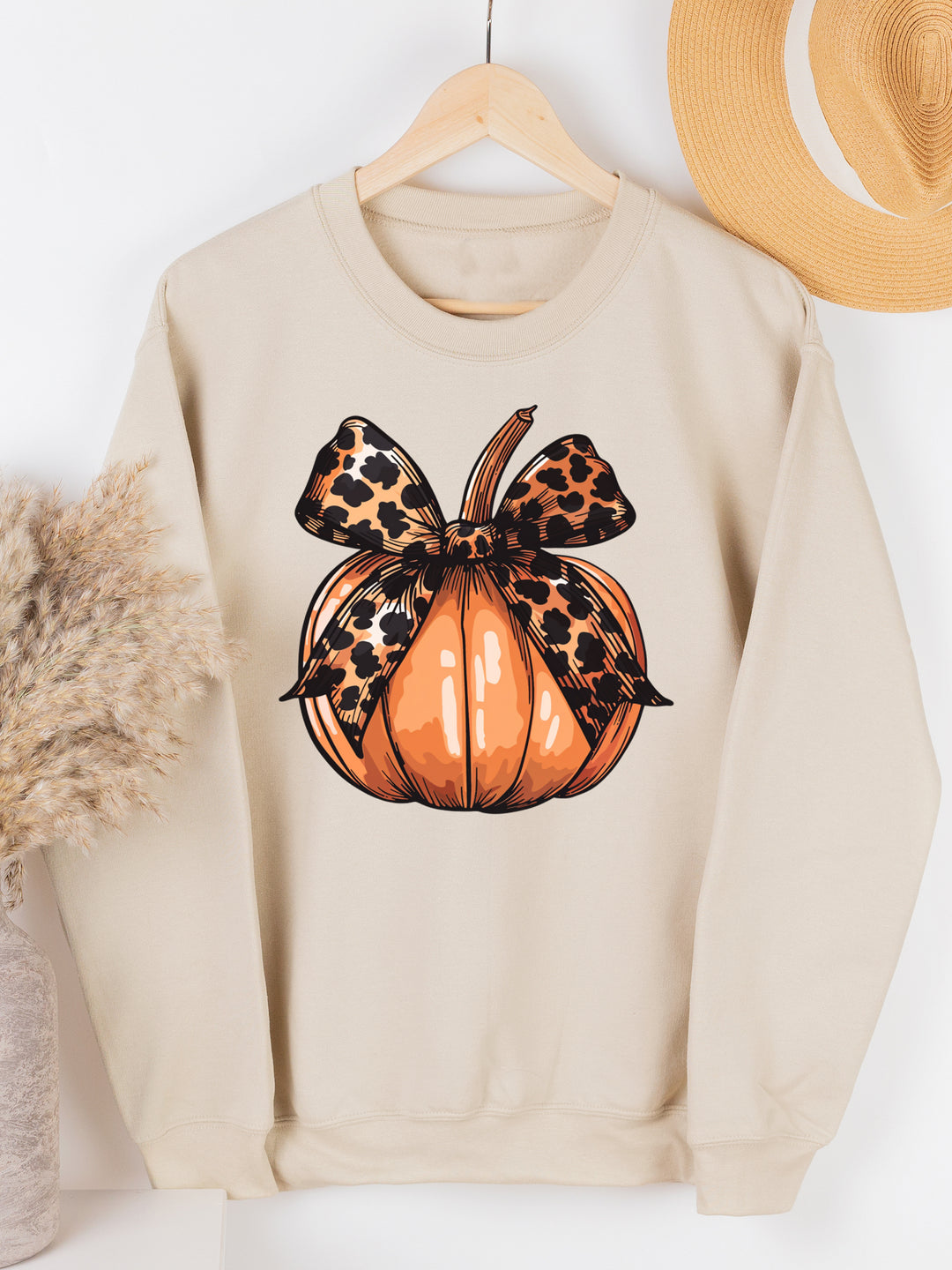 Cheetah Bow Pumpkin Graphic Sweatshirt