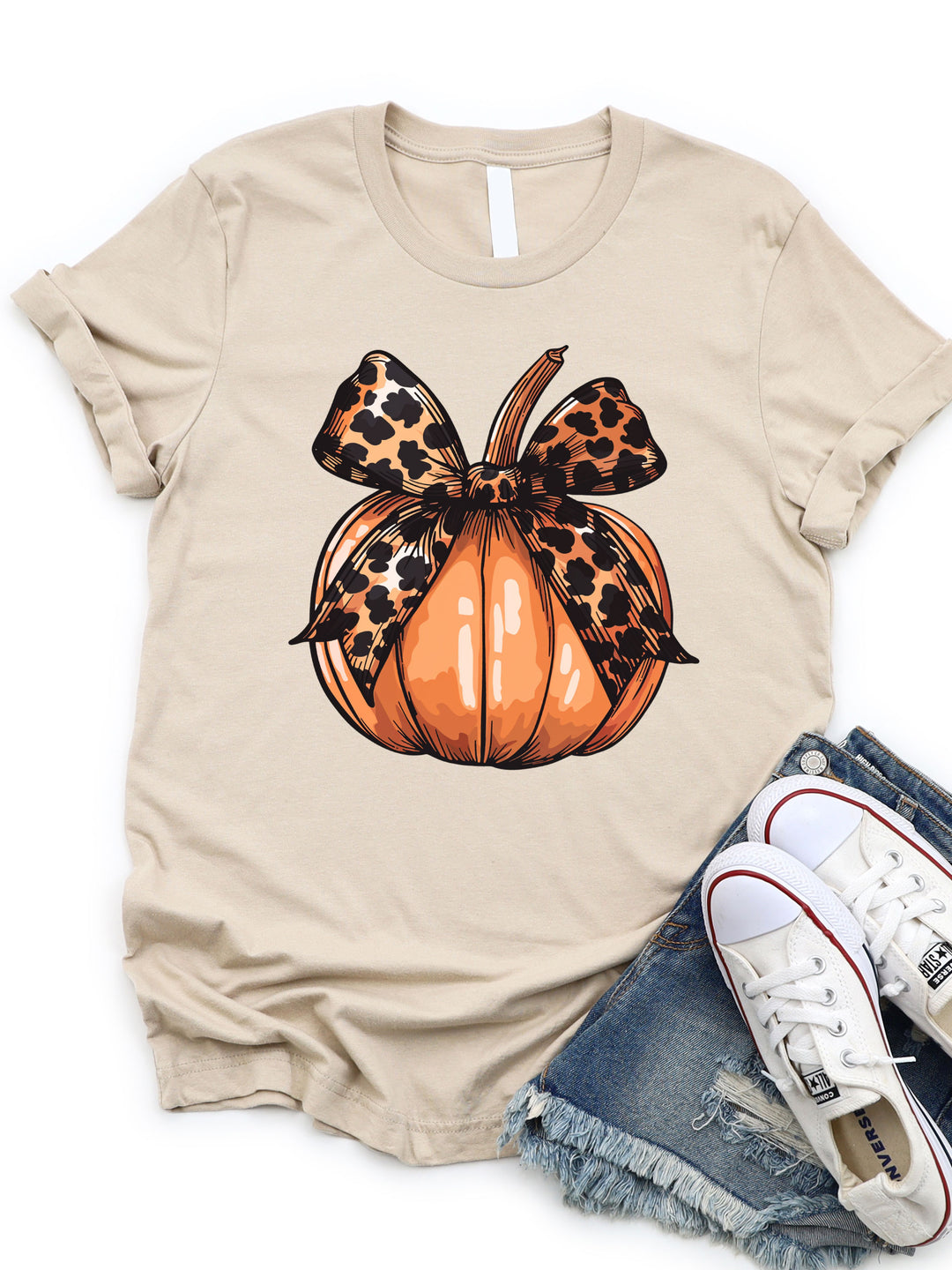 Cheetah Bow Pumpkin Graphic Tee