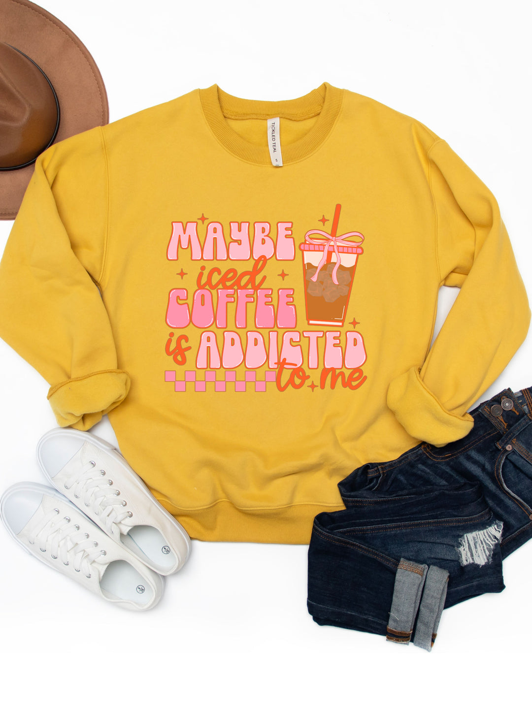 Maybe Iced Coffee is Addicted to Me Graphic Sweatshirt