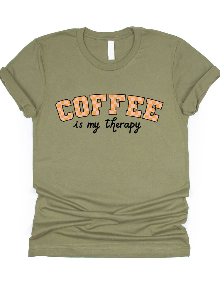 Coffee Is My Therapy Plaid Graphic Tee