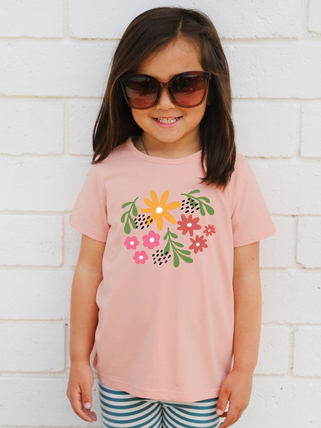 Colored Floral Dot Kids Graphic Tee