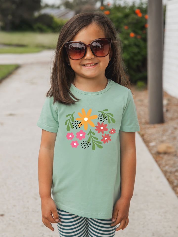 Colored Floral Dot Kids Graphic Tee