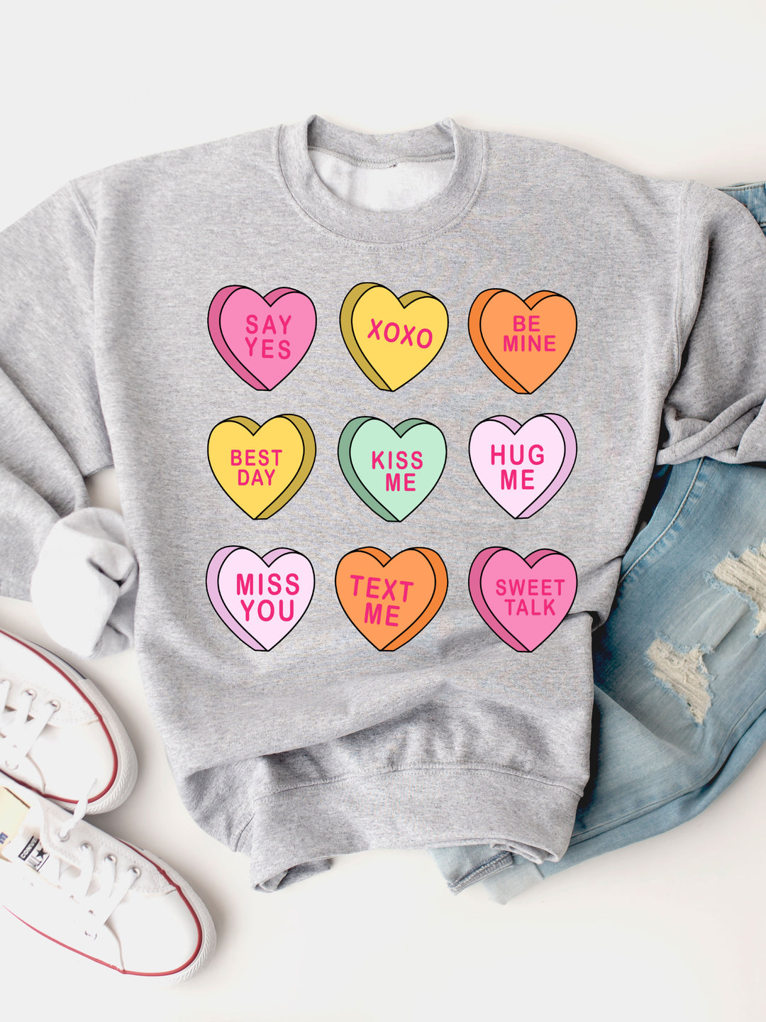 Conversation Hearts Graphic Sweatshirt