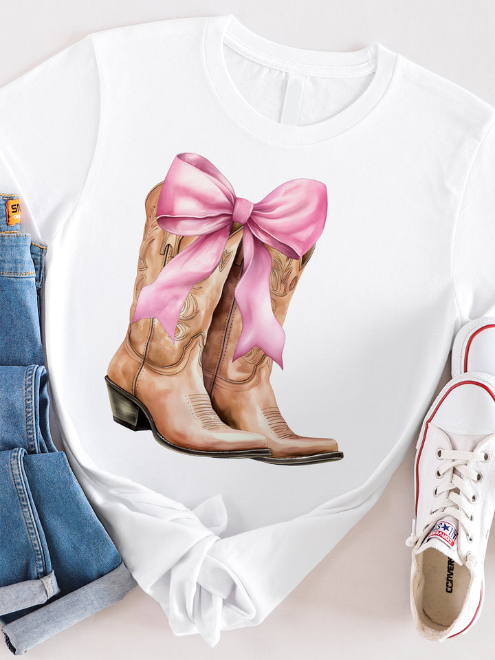 Cowgirl Boots with Bow Graphic Tee