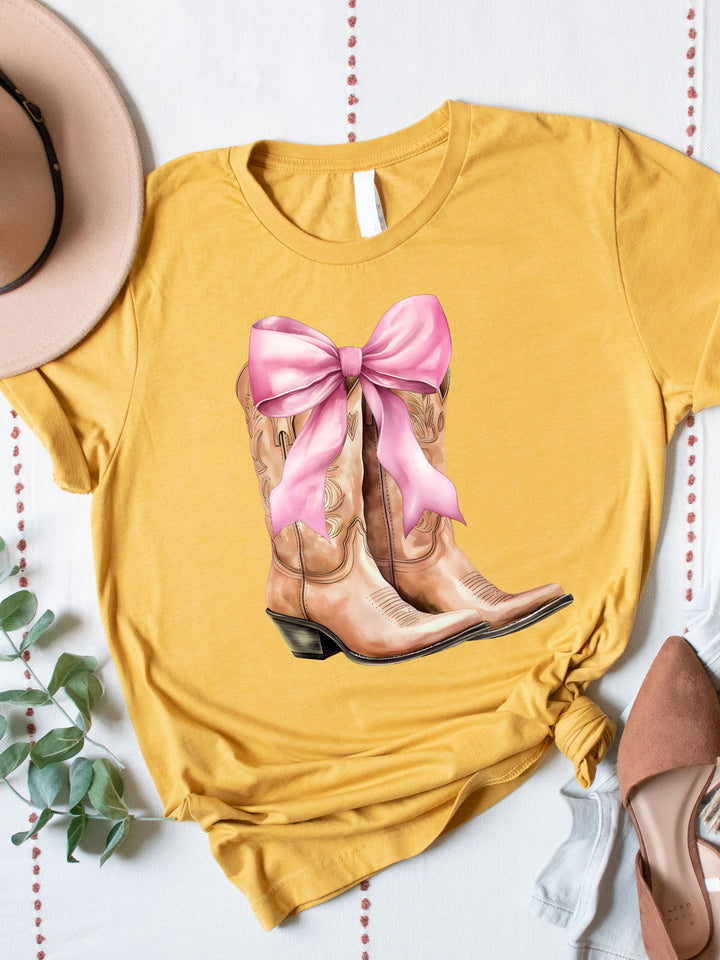 Cowgirl Boots with Bow Graphic Tee