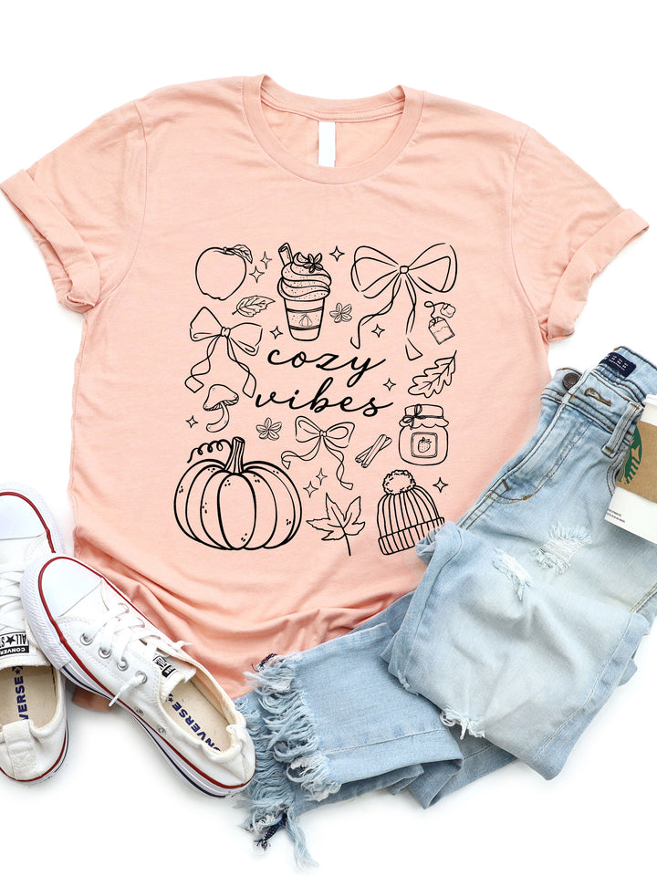 Cozy Vibes Fall Icons Graphic Tee