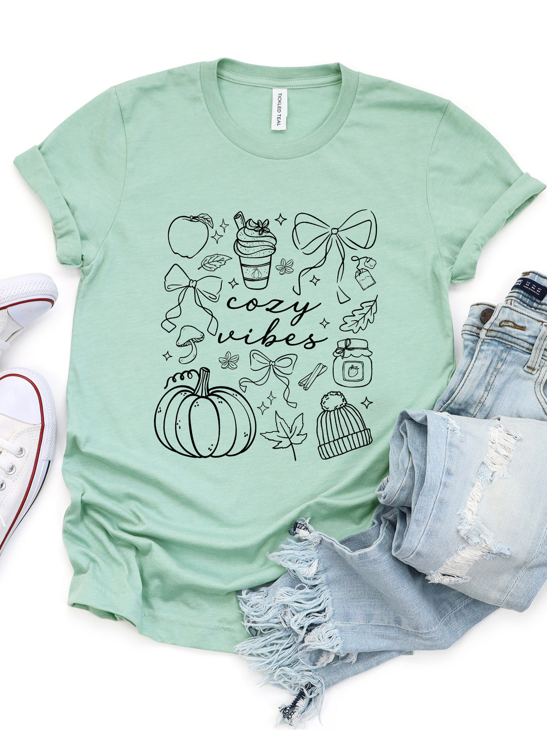 Cozy Vibes Fall Icons Graphic Tee