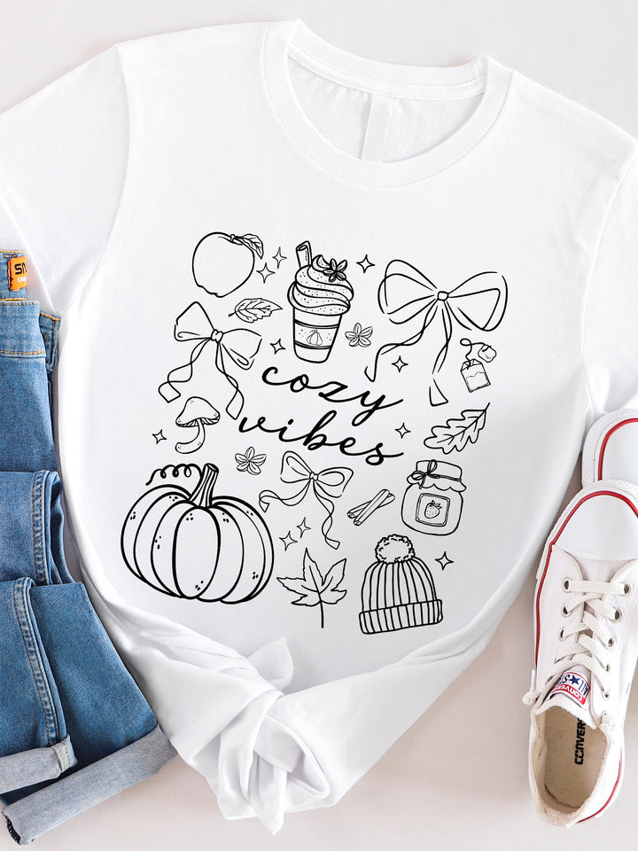 Cozy Vibes Fall Icons Graphic Tee