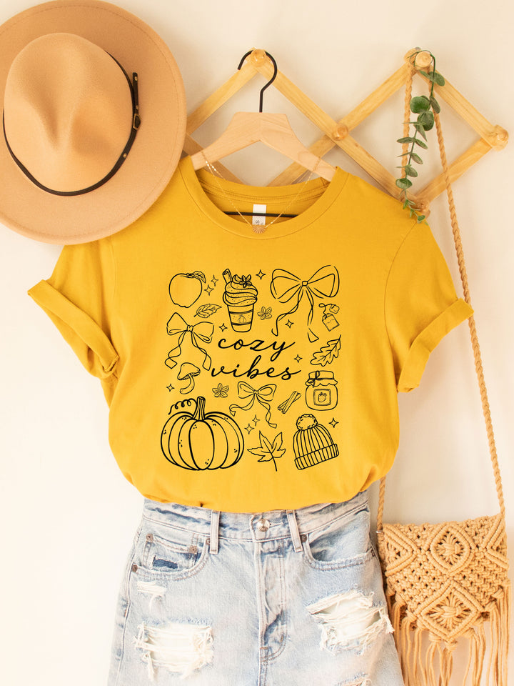 Cozy Vibes Fall Icons Graphic Tee