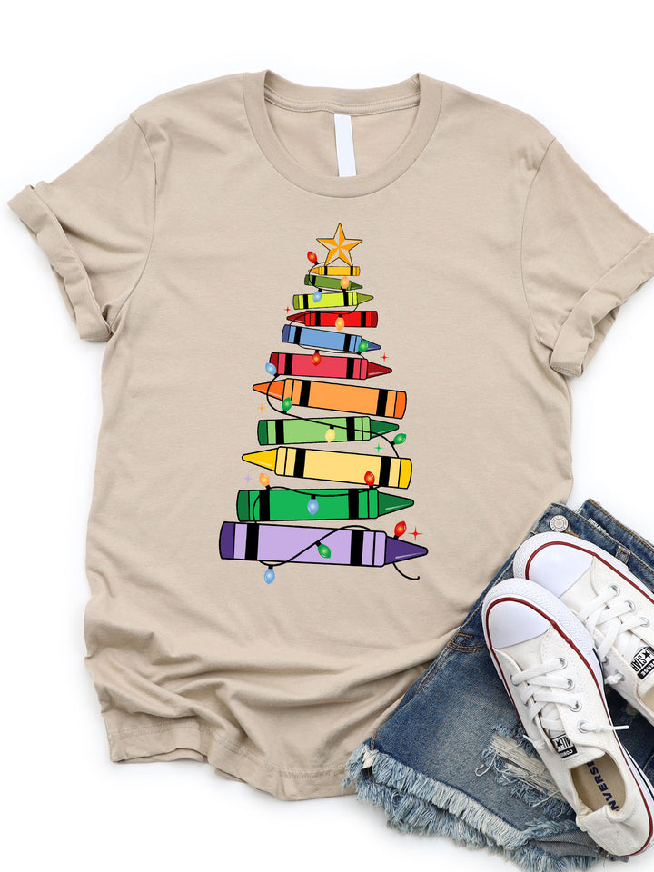 Crayon Christmas Tree Graphic Tee