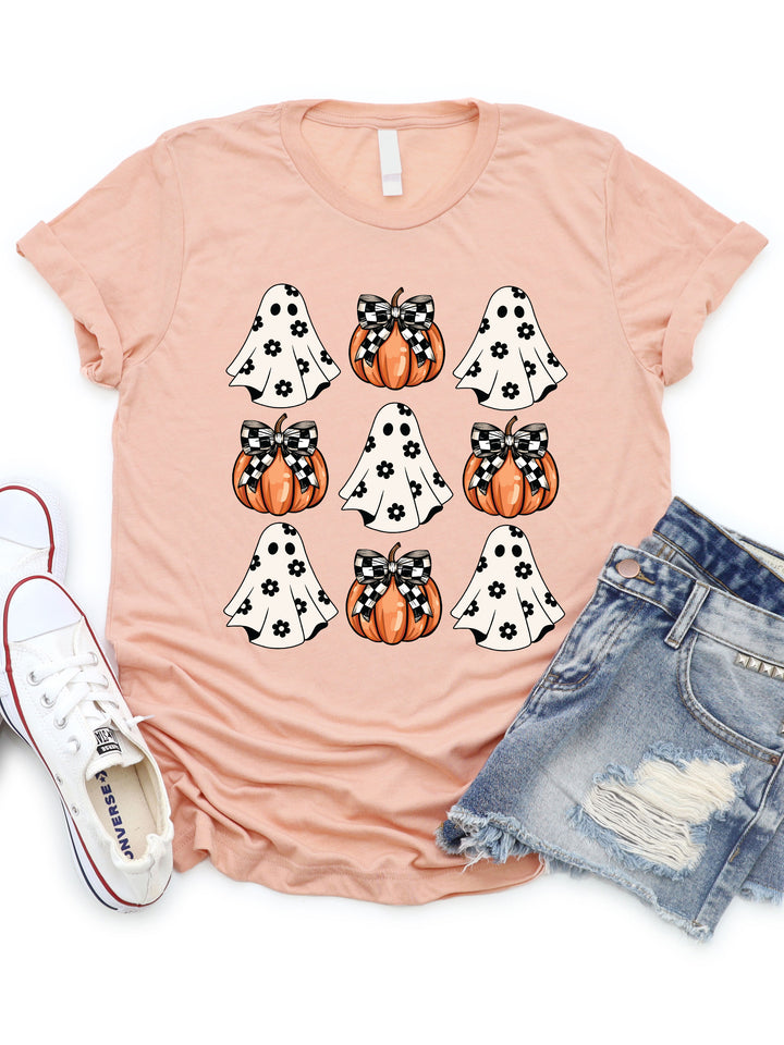 Daisy Print Ghosts & Pumpkins Graphic Tee