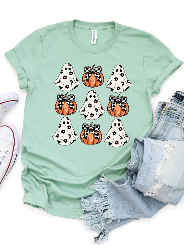 Daisy Print Ghosts & Pumpkins Graphic Tee