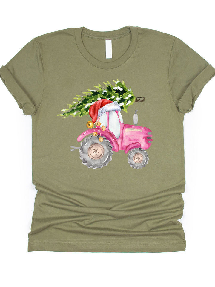Christmas Tree on Tractor Graphic Tee