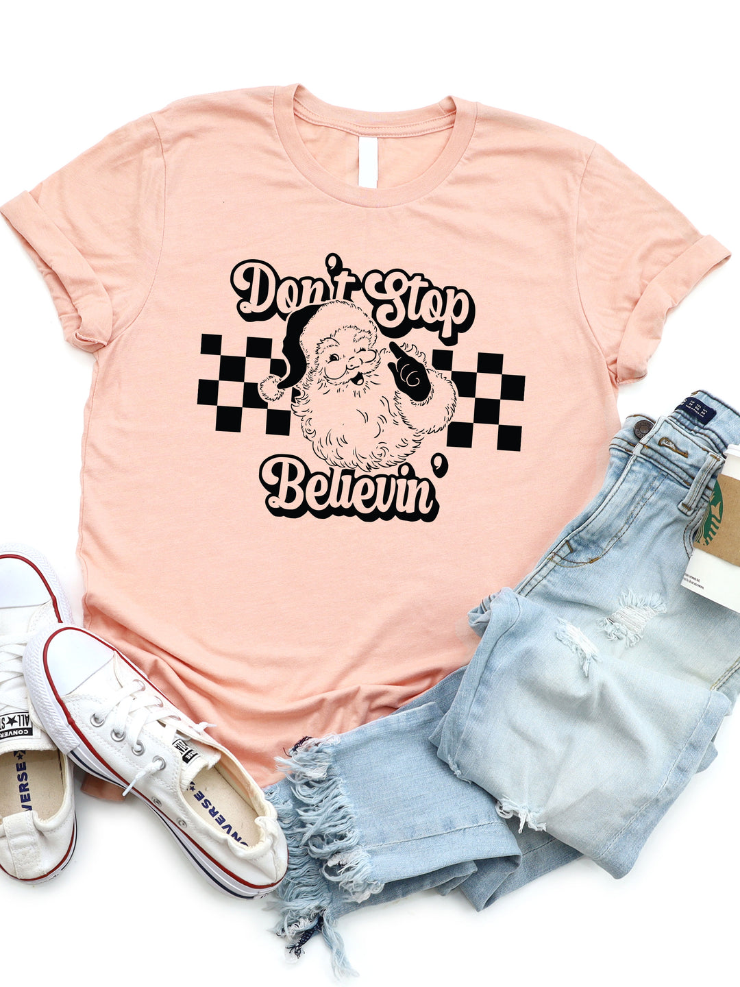 Don't Stop Believing Santa Graphic Tee