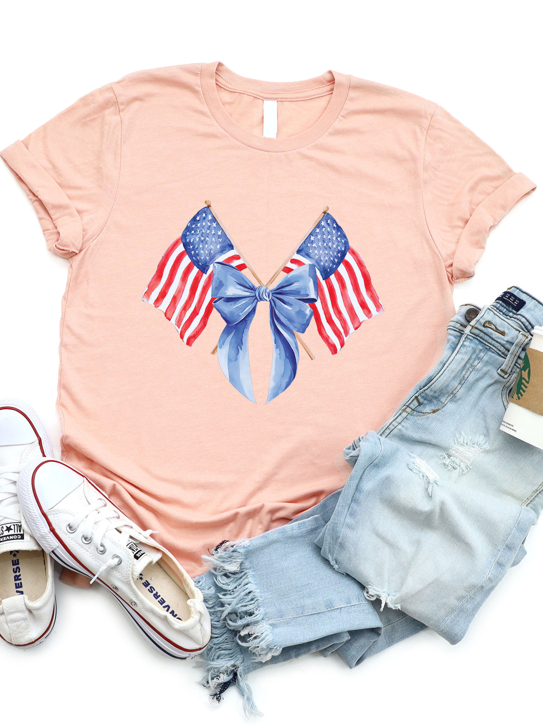 Double Flag with Bow Graphic Tee