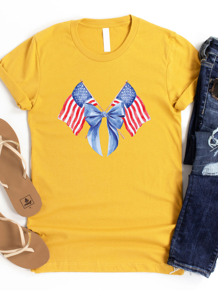 Double Flag with Bow Graphic Tee