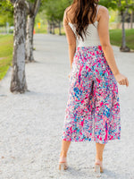 Patterned Gaucho Pant - Pink Watercolor