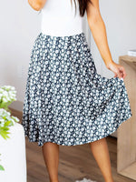 Floral Silhouette Laura Skirt - Black