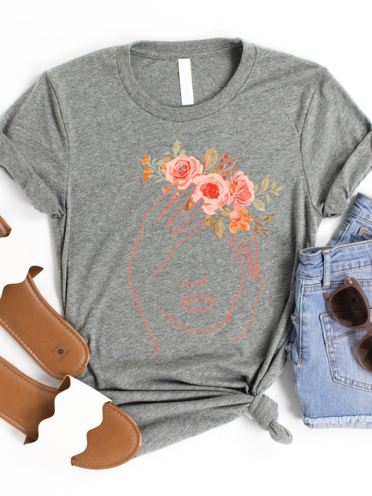 Face & Floral Crown Graphic Tee