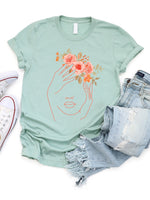 Face & Floral Crown Graphic Tee