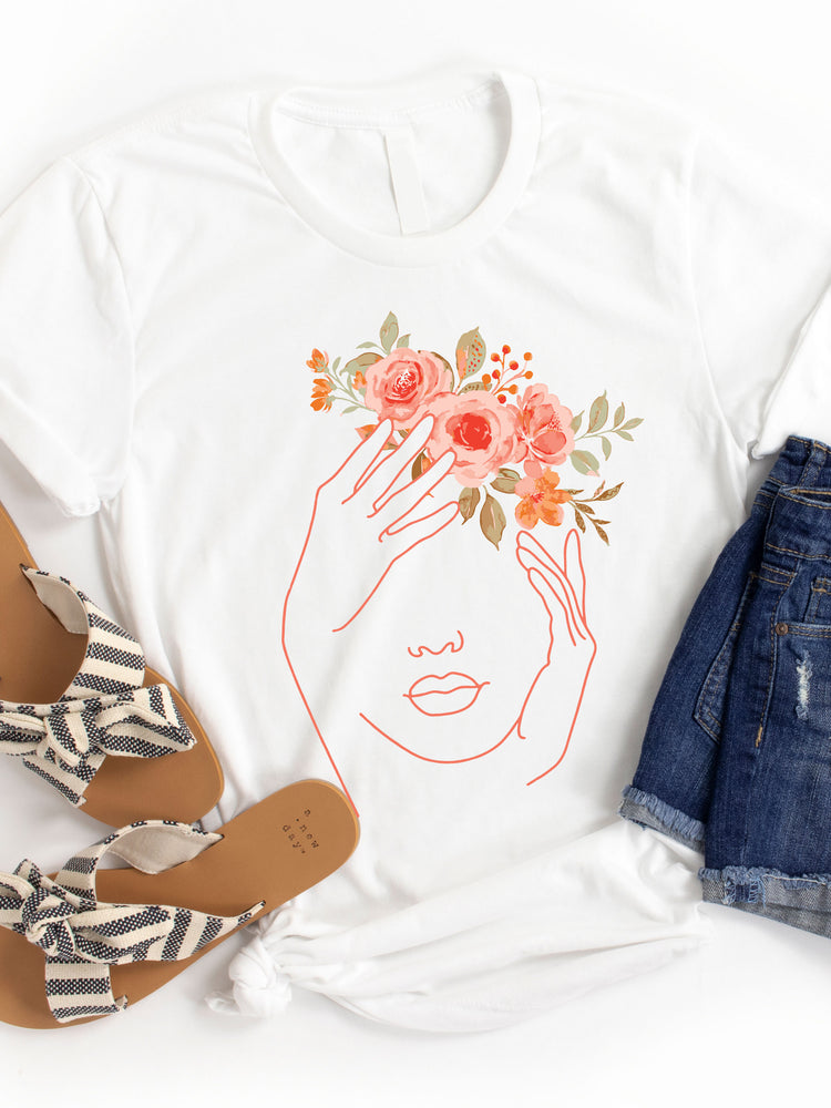 Face & Floral Crown Graphic Tee