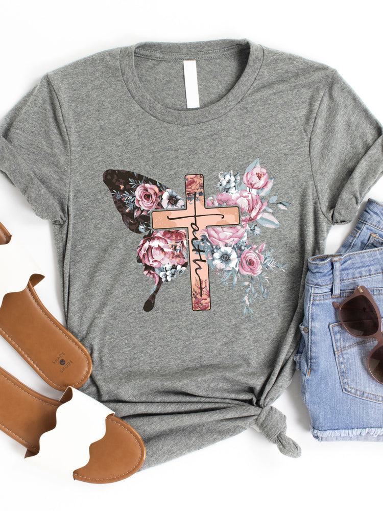 Floral Faith Butterfly Graphic Tee