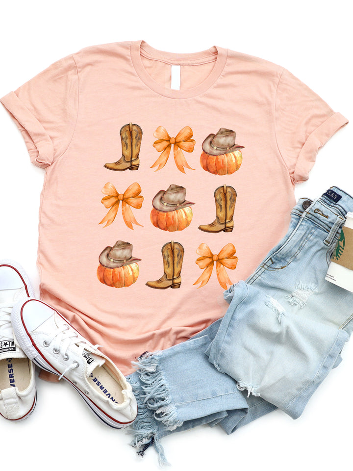 Cowboy Fall Icons & Bows Graphic Tee