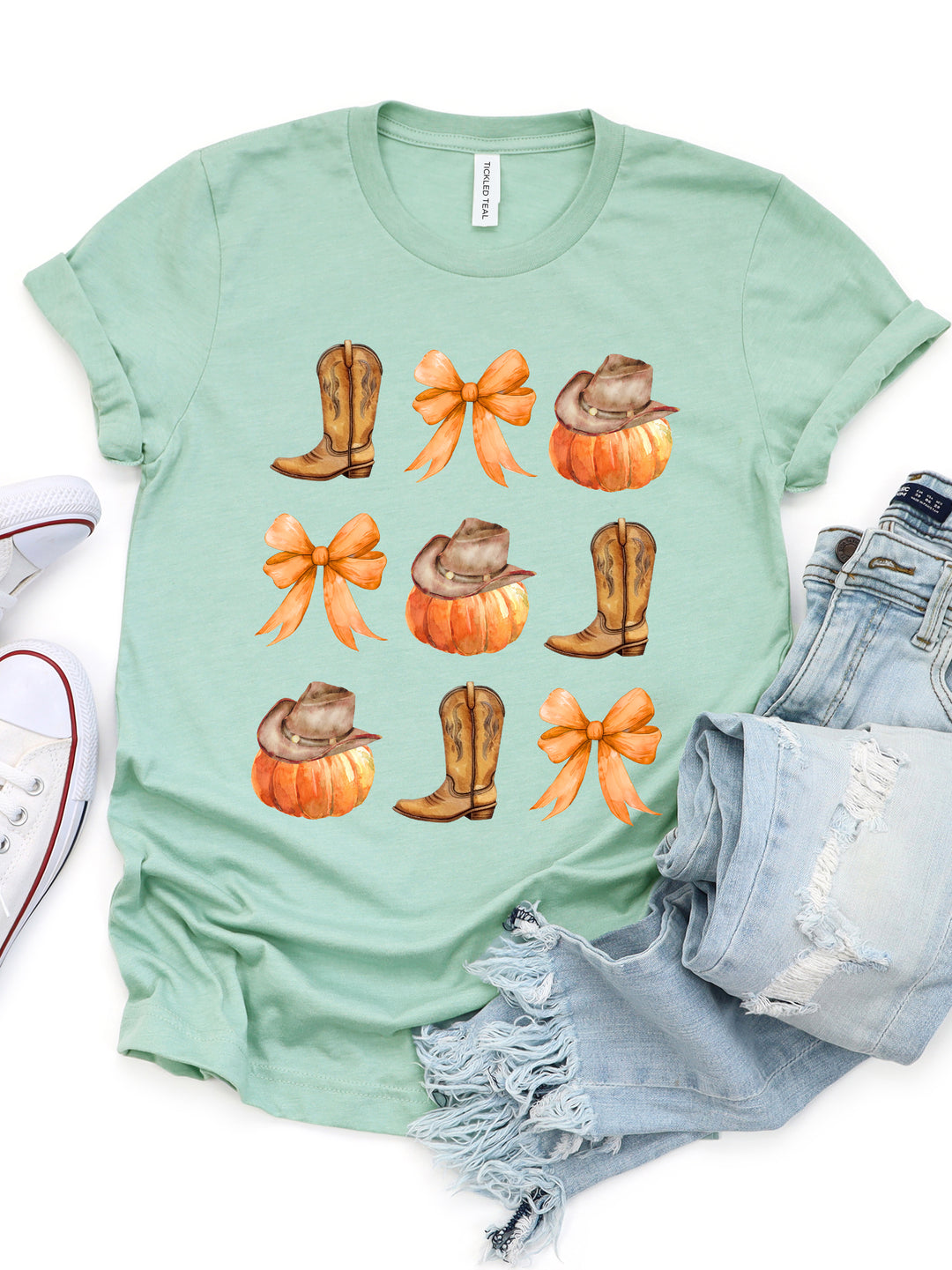 Cowboy Fall Icons & Bows Graphic Tee
