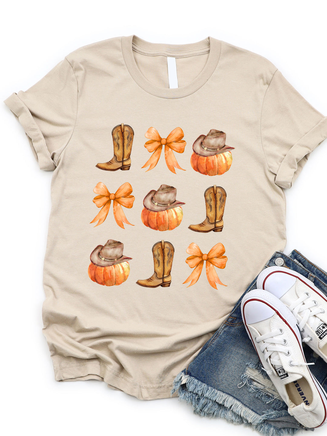 Cowboy Fall Icons & Bows Graphic Tee