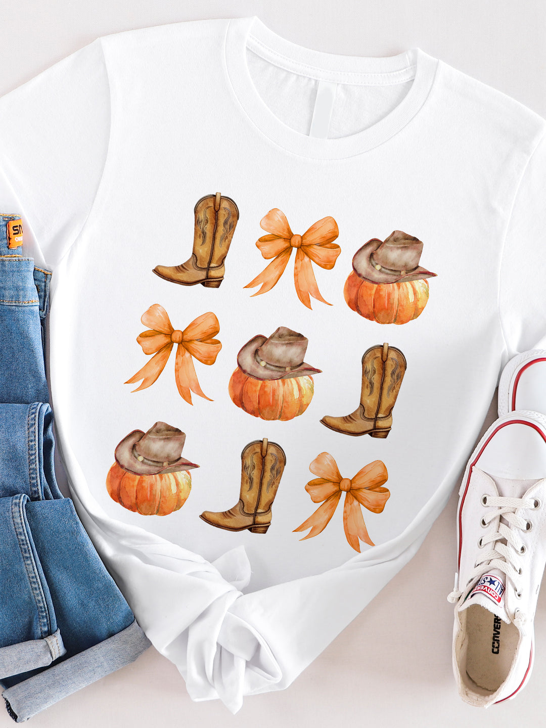 Cowboy Fall Icons & Bows Graphic Tee