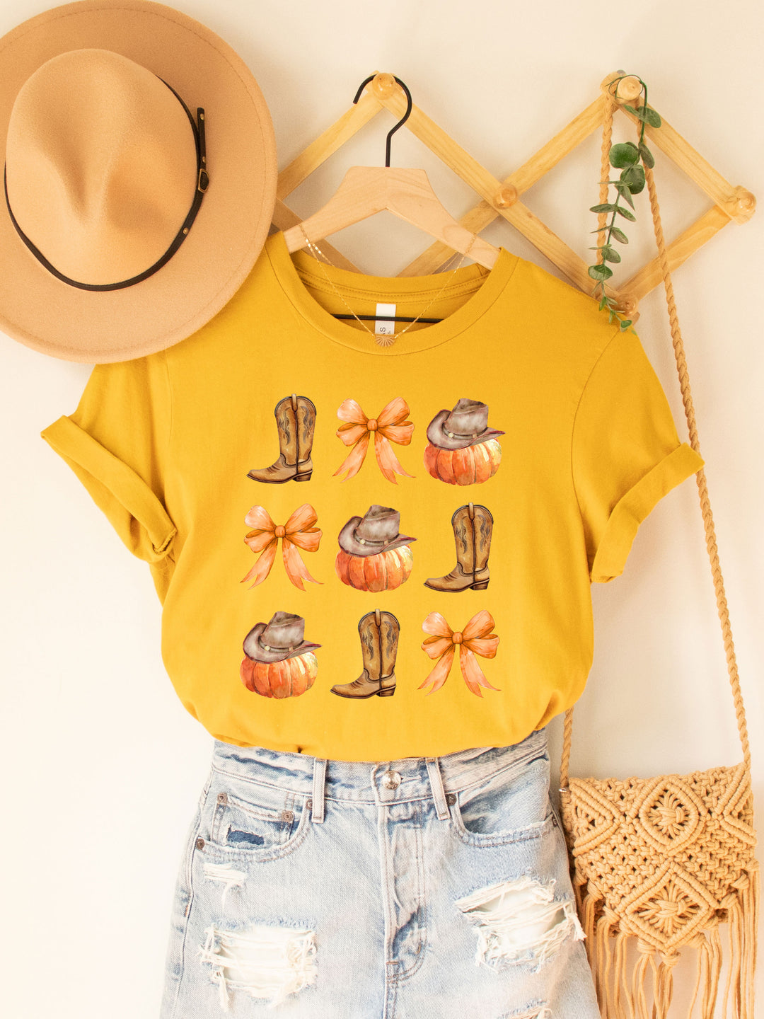 Cowboy Fall Icons & Bows Graphic Tee